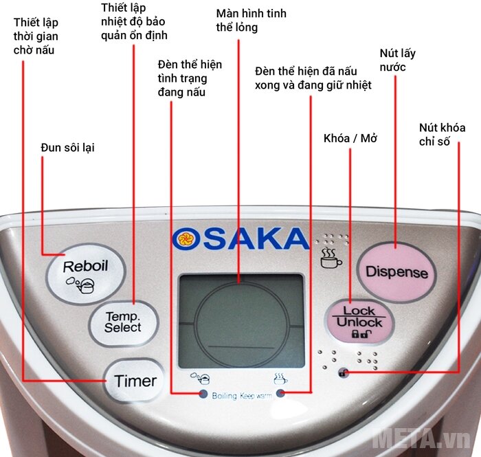 Bình thủy điện Osaka APE-406P 4 lít
