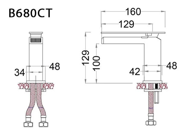Bản vẽ kỹ thuật Lavabo Caesar B680CT