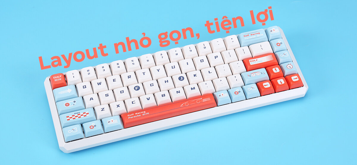 Bàn phím cơ không dây Darmoshark K5 Gulf Racing RGB (USBC/RGB/PBT/2300mAh/TTC Silent Red V3 sw)