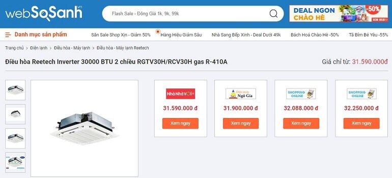 Giá điều hòa Reetech âm trần RGTV30H/RCV30H rất phải chăng 