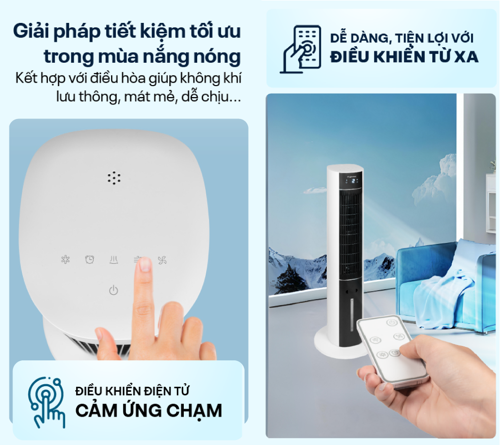Quạt tháp hơi nước FujiHome AC-18LM có remote tiện lợi