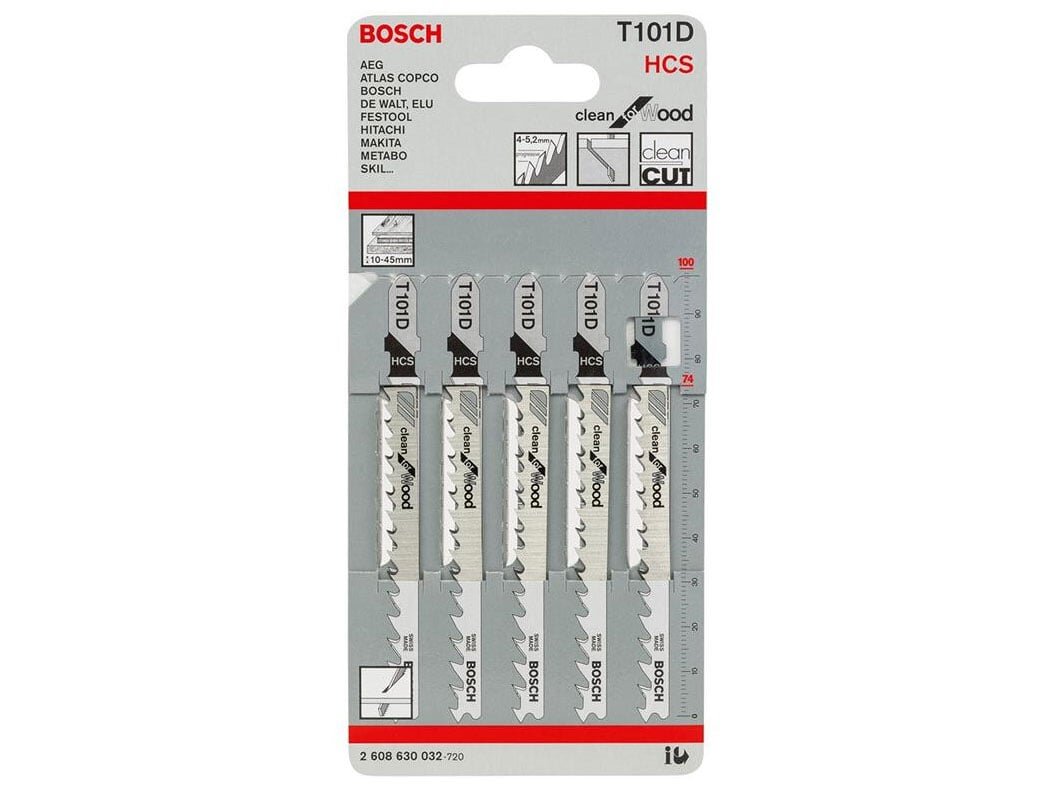 Bộ 5 lưỡi cưa lọng Bosch gỗ T 101 D - 2608630032 Bộ 5 lưỡi cưa lọng Bosch gỗ T 101 D - 2608630032