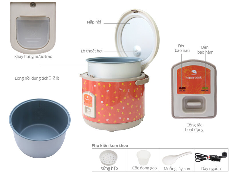 Nồi cơm điện Happycook 2.2 lít HC-220N