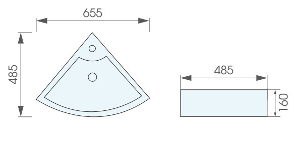 Bản vẽ kĩ thuật lavabo góc treo tường ATMOR AT4053.