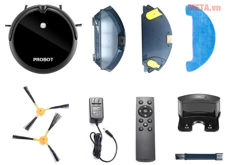 Robot hút bụi lau nhà tích hợp Wifi camera HD Probot Nelson A3S với các phụ kiện 