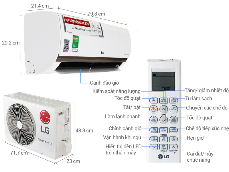 Điều hòa 2 chiều LG Inverter 1.5 HP B13ENC Điều hòa 2 chiều LG Inverter 1.5 HP B13ENC