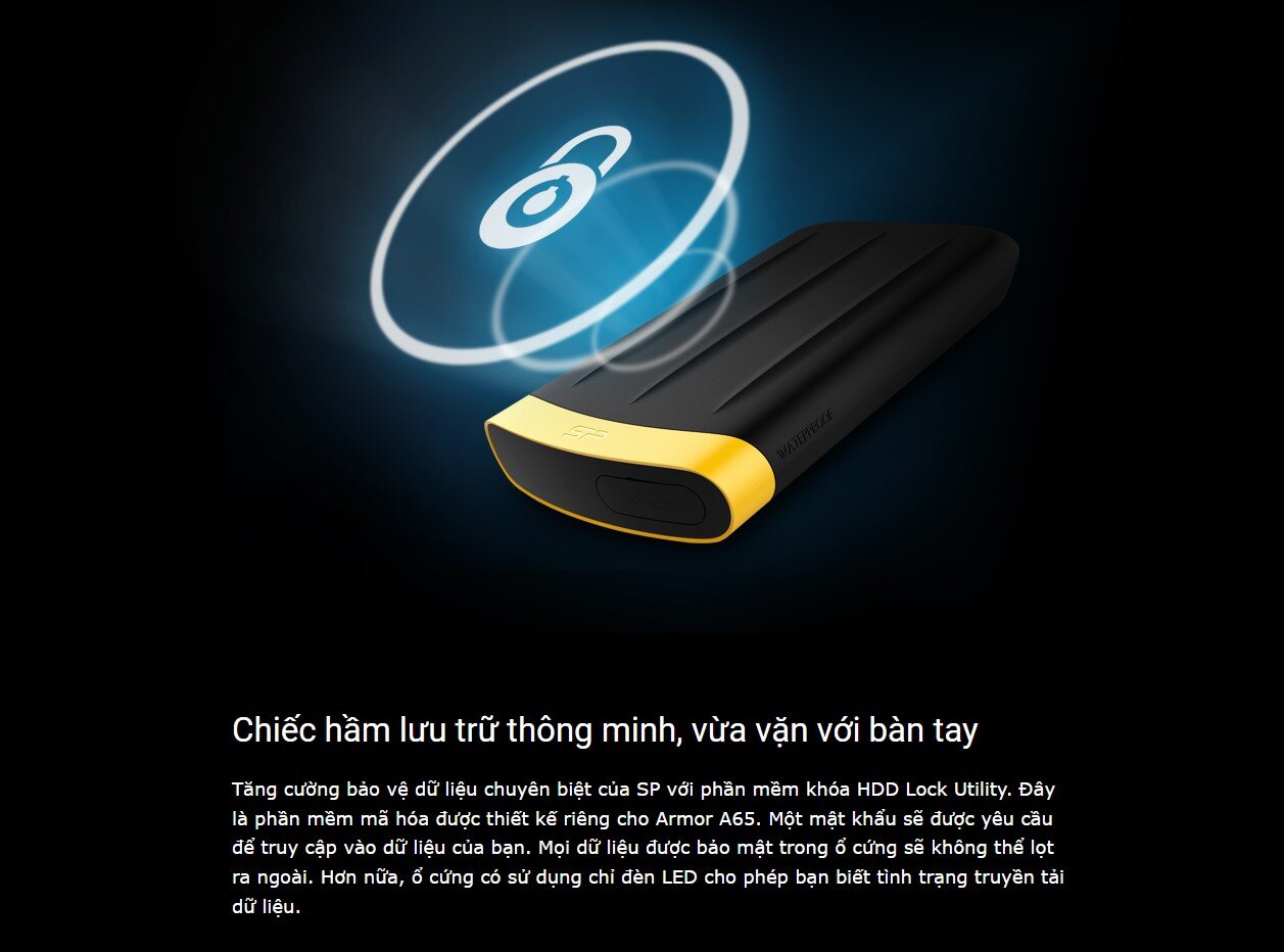 Ổ cứng di động SILICON POWER Armor A65 Đen USB 3.2 Gen1