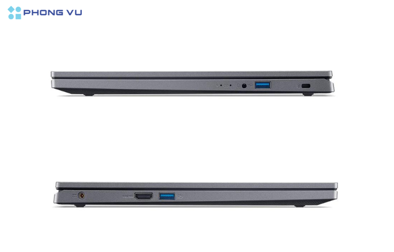Laptop được trang bị đầy đủ các cổng kết nối thông dụng 2 bên thân máy