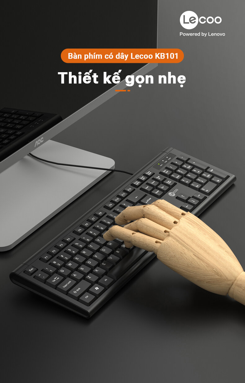 Bàn phím Lecoo KB101 đen (USB) 2