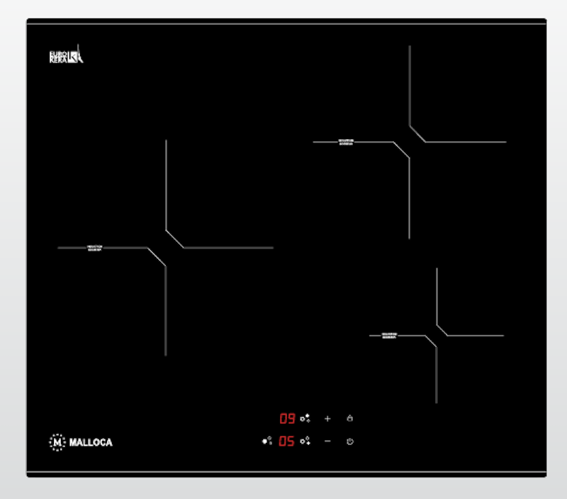Bếp từ Malloca MH-03I N sở hữu thiết kế tối giản với mặt kính hiệu ứng xước tinh tế