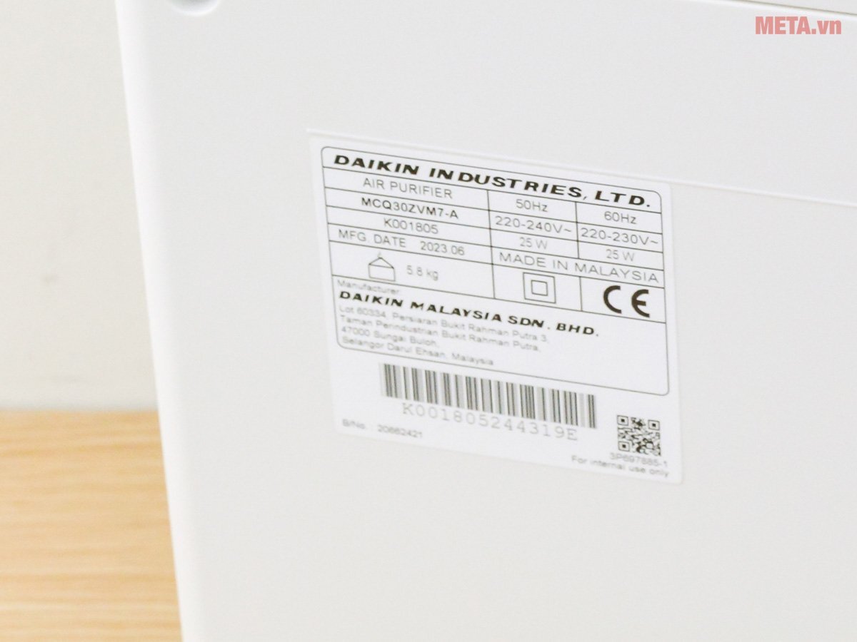 Tem phụ Máy lọc không khí Daikin MCQ30ZVM7 Tem phụ Máy lọc không khí Daikin MCQ30ZVM7