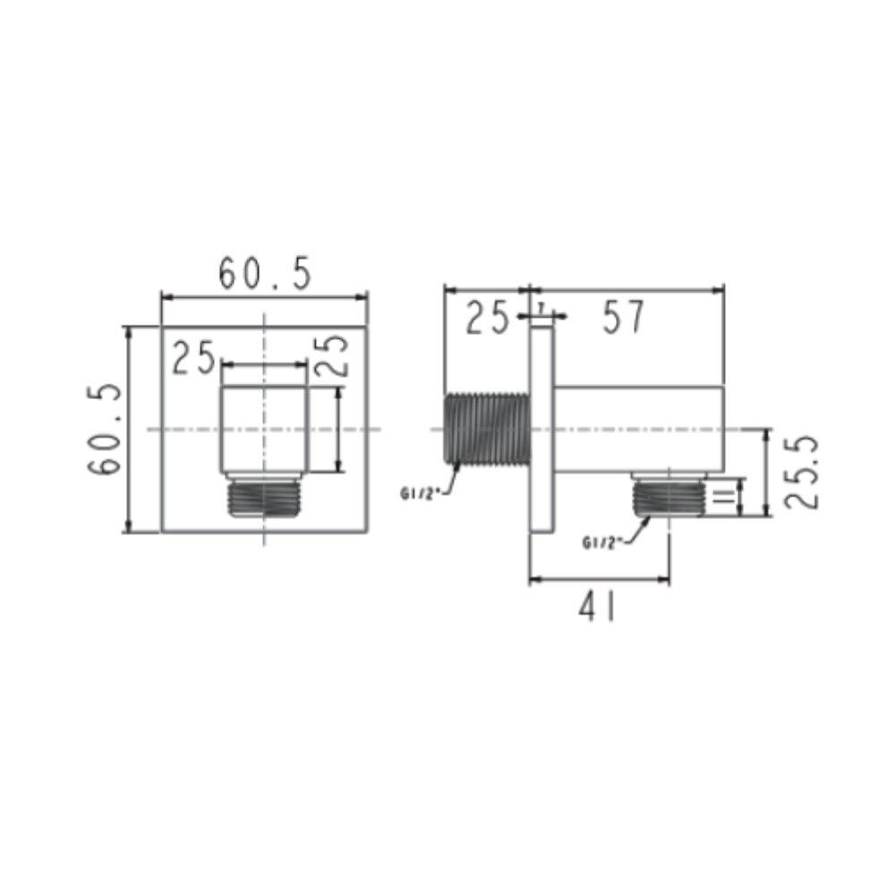 Bản vẽ kỹ thuật co nối vuông American Standard FFAS9142