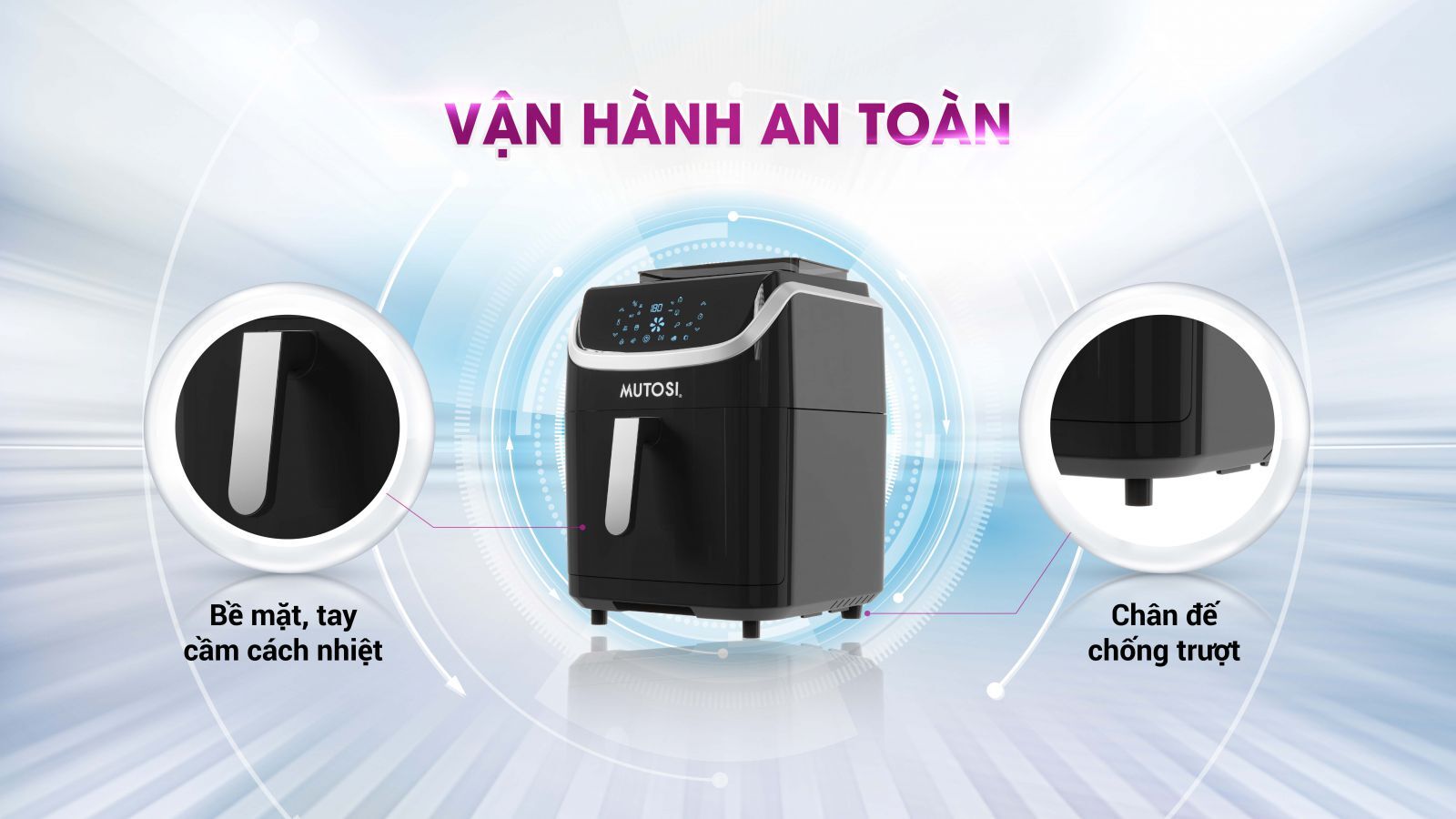 Nồi chiên không dầu vận hành an toàn Nồi chiên không dầu điện tử