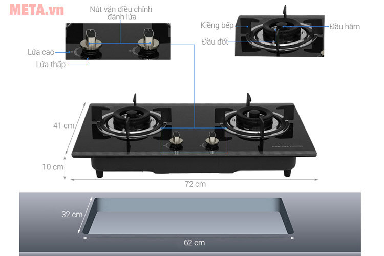 Bếp gas âm Sakura SG-2530GB