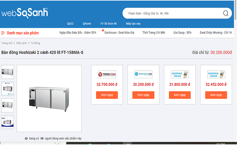 Bàn đông Hoshizaki 2 cánh 420 lít FT-158MA-S