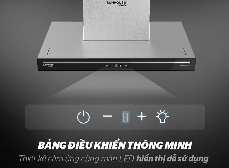 Máy hút mùi Sunhouse Mama MMB6816 được tích hợp bảng điều khiển cảm ứng hiện đại,