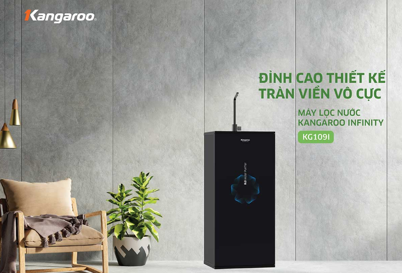 Máy lọc nước RO Kangaroo Infinity 9 lõi KG109I có thiết kế tràn viền sang trọng
