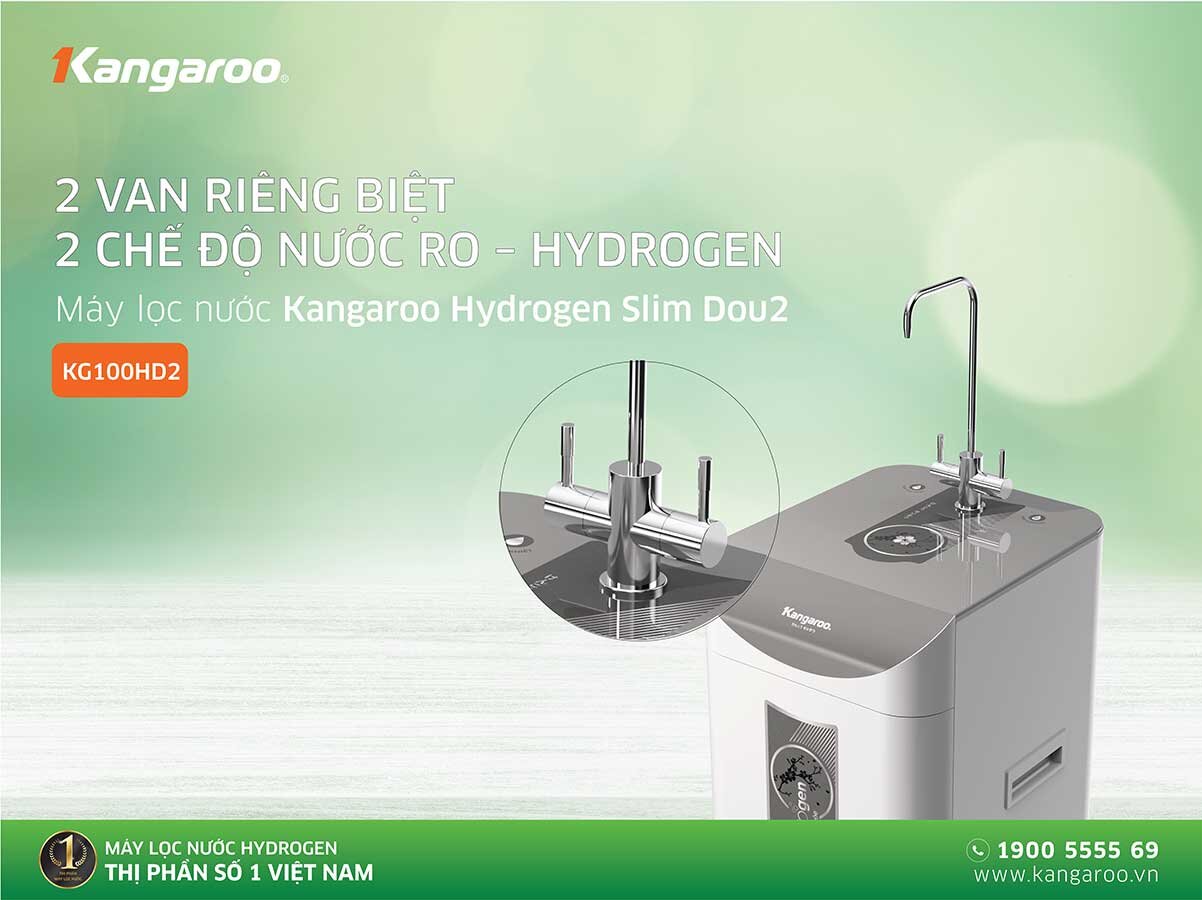 máy lọc nước Kangaroo KG100HD2 trang bị cần gạt lấy nước dễ dàng