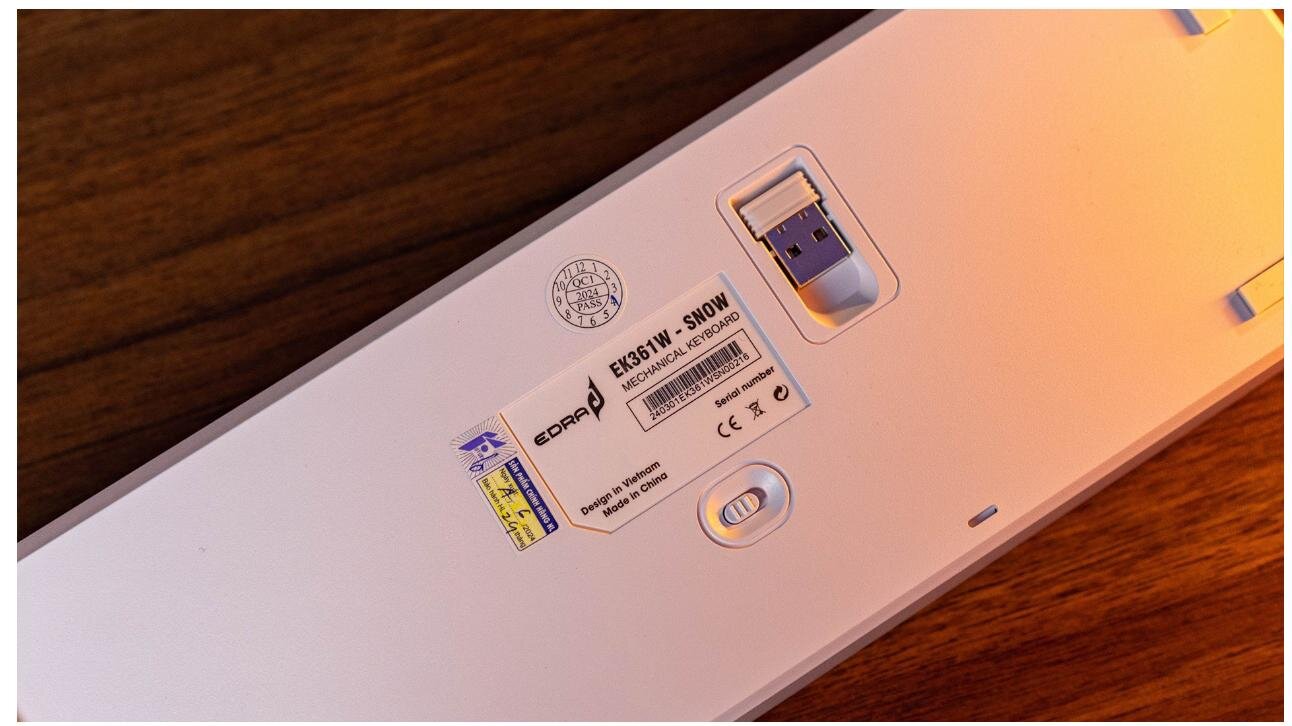 Bàn phím cơ không dây Edra EK361W Snow Brown Switch (White-Gray) 2