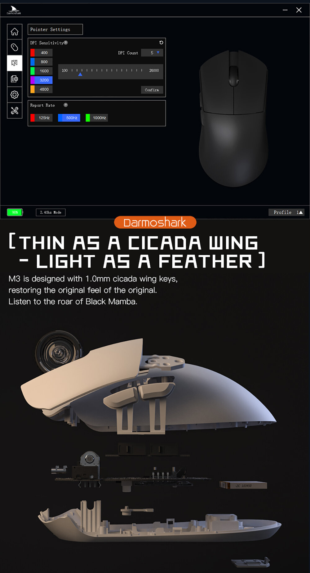 Chuột không dây Darmoshark M3 9