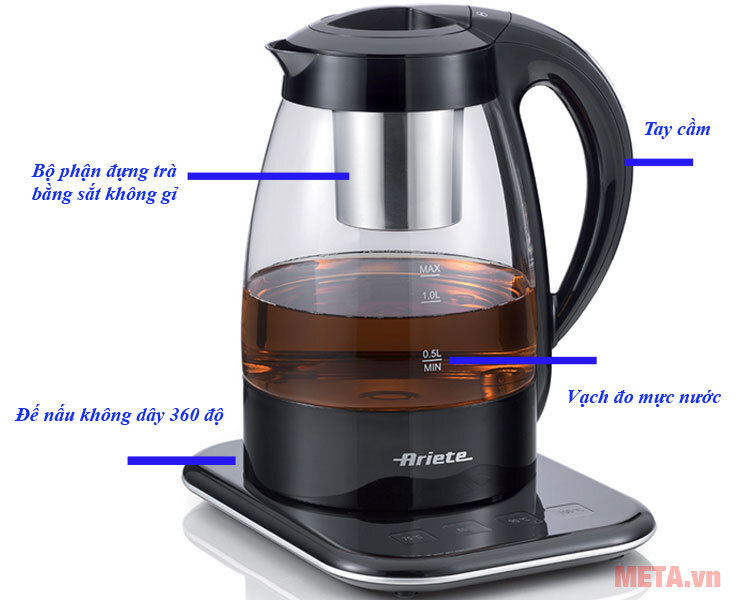 Bình đun trà Ariete MOD 2867 (1.2 lít)