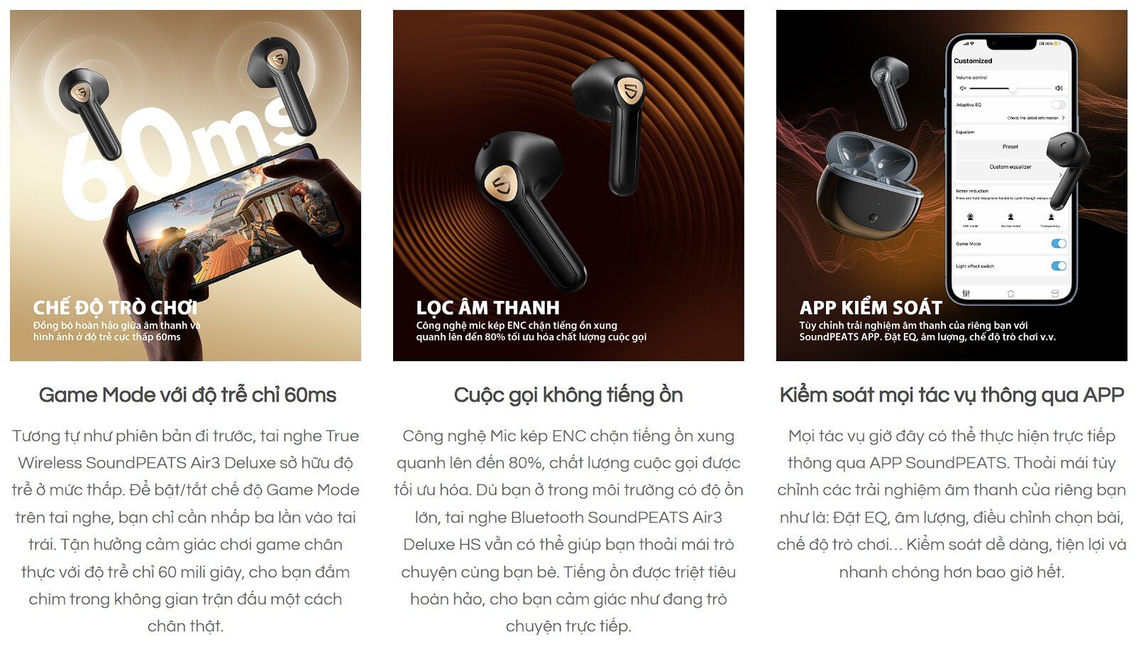 Tai nghe Bluetooth Soundpeats Air3 Deluxe HS