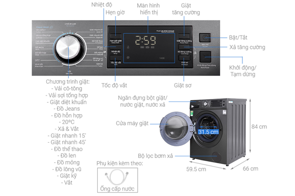 máy giặt Casper Inverter WF-105I150BGB