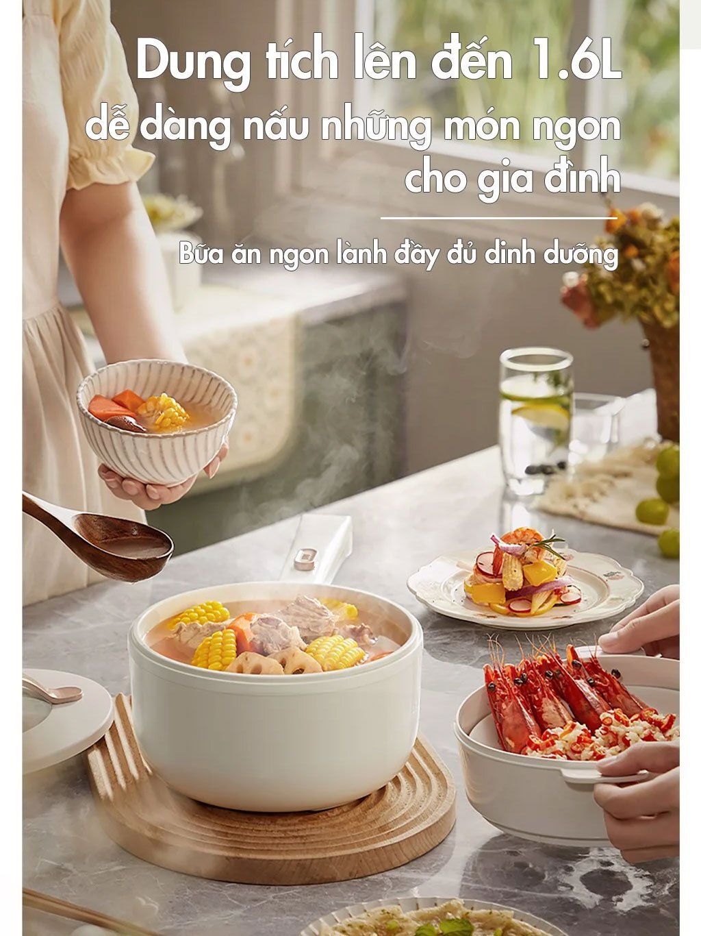 Dung tích nồi nấu 1.6 lít Nồi đa năng