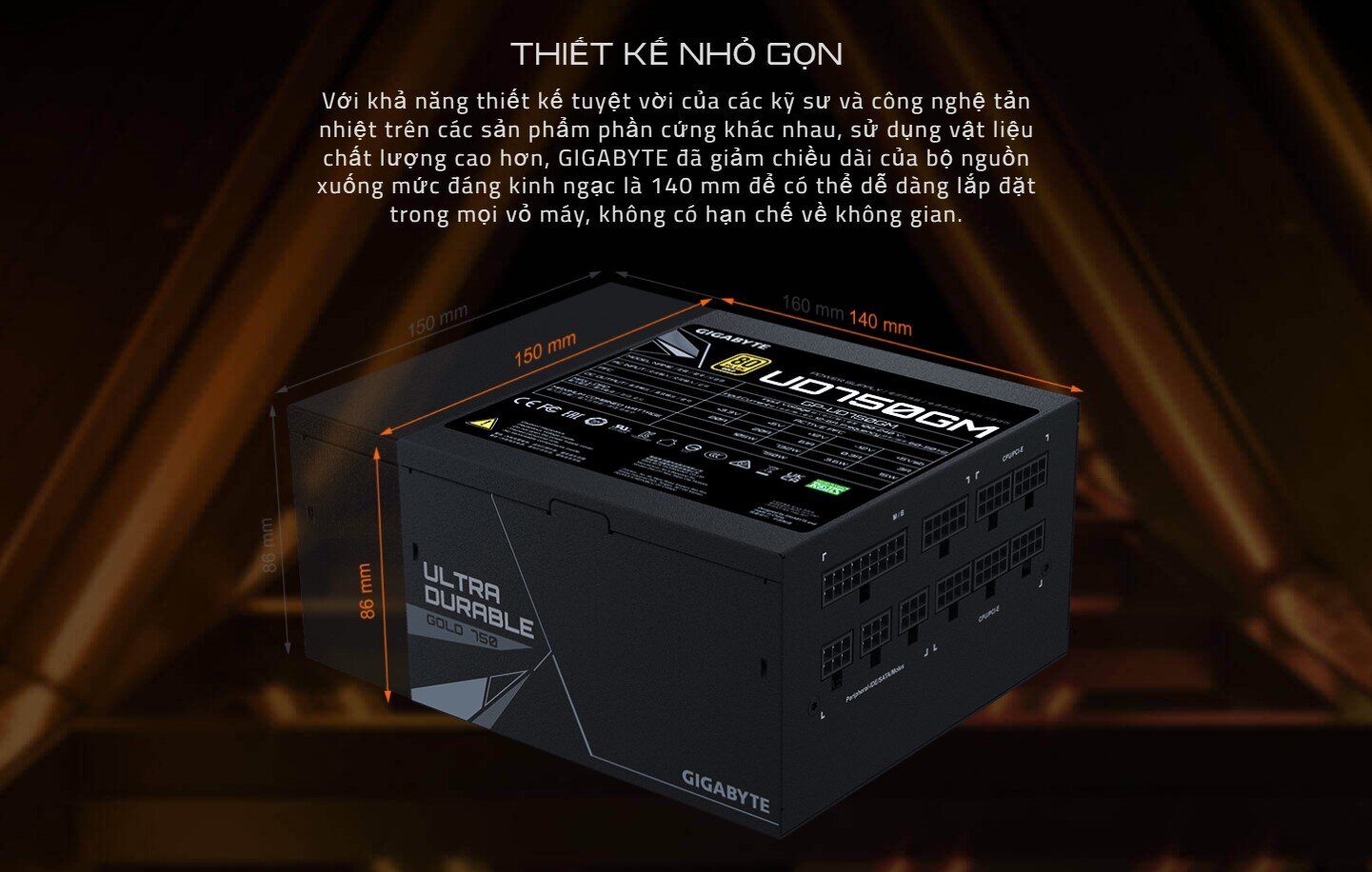Nguồn Gigabyte UD750GM 750W (80 Plus Gold/Full Modular/Màu Đen)