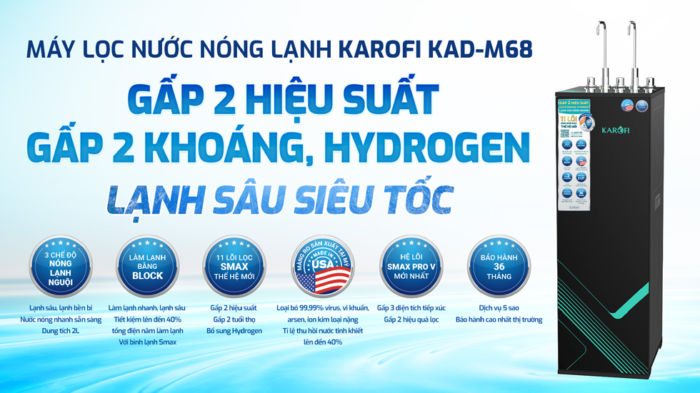 Máy lọc nước nóng lạnh Karofi KAD-M68