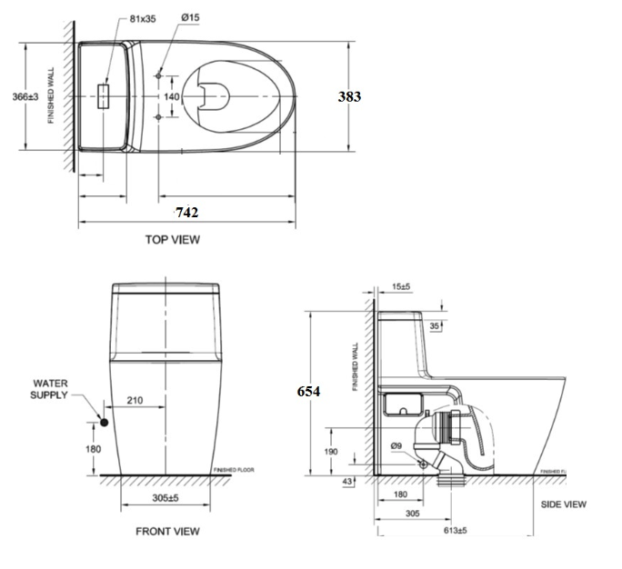 Bản vẽ kỹ thuật bồn cầu nắp điện tử American Standard VF-1808S