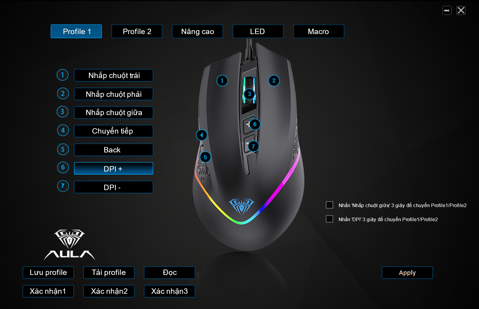 Chuột gaming có dây Aula F805 màu đen 5