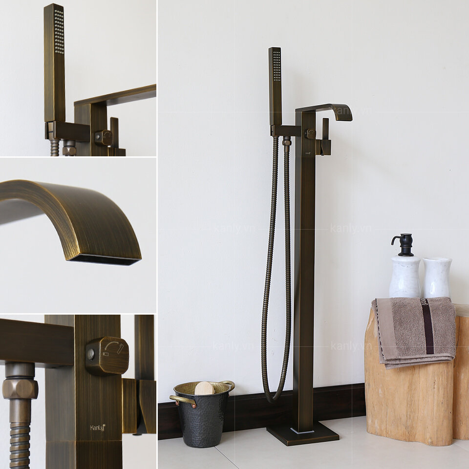Bộ Sen Tắm Đặt Sàn Nóng Lạnh Bằng Đồng Kanly GCS07