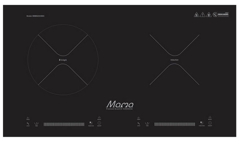 Bếp từ hồng ngoại âm 2 vùng nấu Sunhouse MMB9200MIX