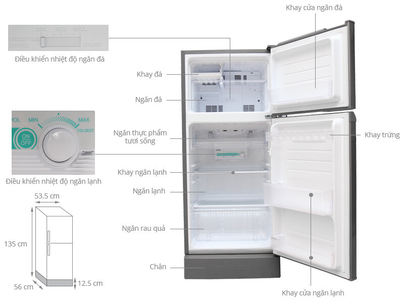 Tủ lạnh Sharp 180 lít SJ-194E-BS