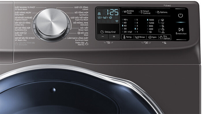 Máy giặt sấy Samsung WD10N64FR2X/SV có bảng điều khiển tiếng Việt thân thiện Máy giặt sấy Samsung WD10N64FR2X/SV