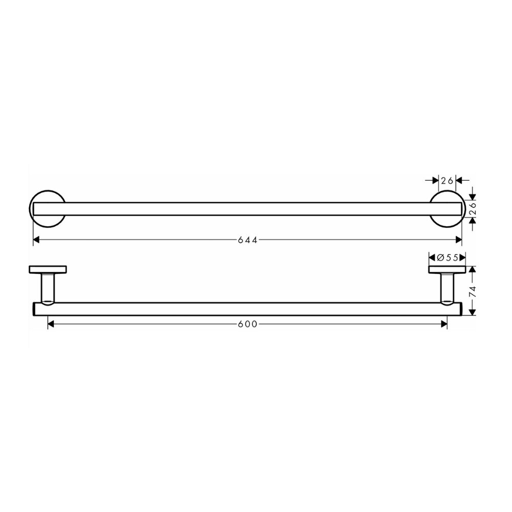 Bản vẽ kỹ thuật của thanh vắt khăn Logis Universal Hansgrohe 41716000