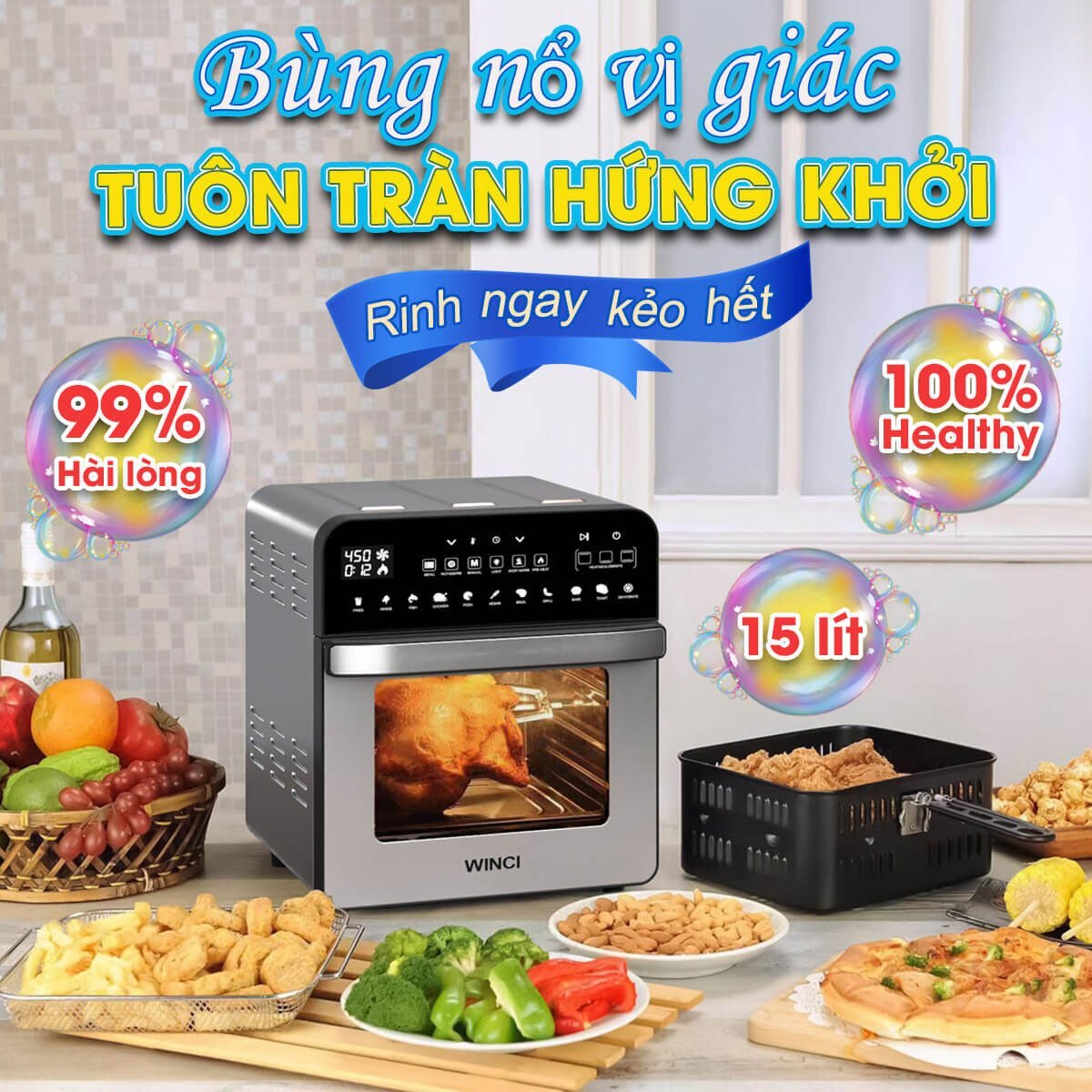 Nồi chiên không dầu Winci AF528T Nồi chiên không dầu Winci AF528T