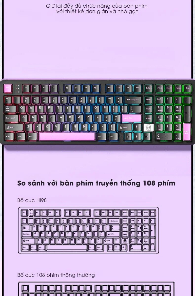 Bàn phím cơ LEOBOG Hi98 (Trắng / White dragon switch) 4