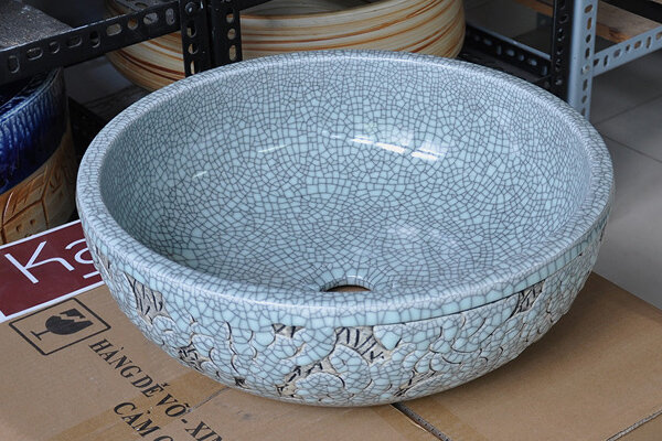 Chậu rửa mặt lavabo sứ hoa văn Kanly SU126