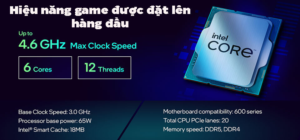 CPU Intel Core i5-12500 (Upto 4.46Ghz, 6 nhân 12 luồng, 18MB Cache, 65W) - Socket Intel LGA 1700