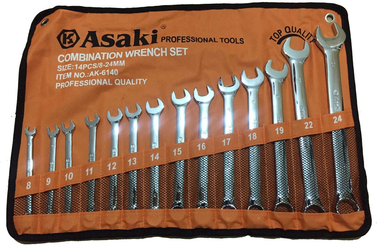 Bộ cờ lê vòng miệng xi bóng Asaki AK-6140  Bộ cờ lê vòng miệng xi bóng Asaki AK-6140