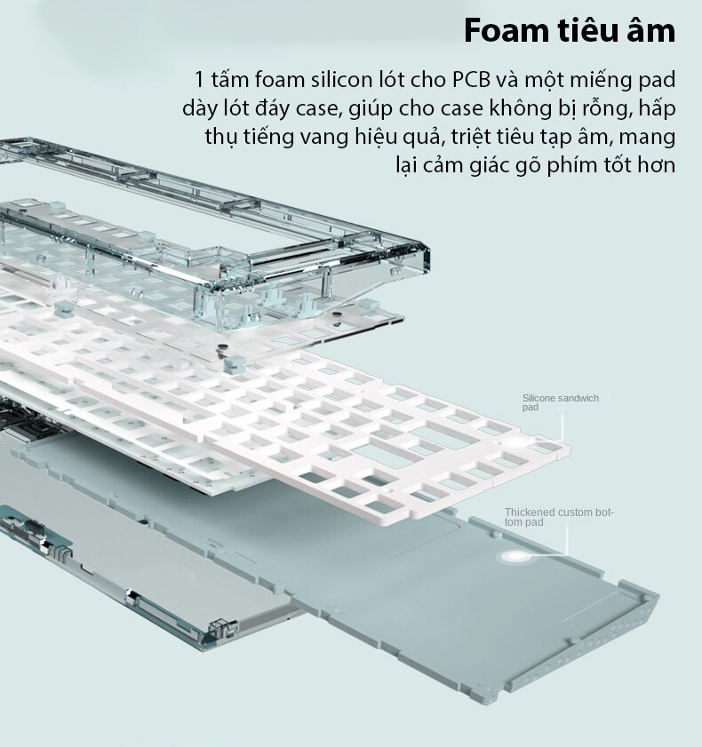 Bàn phím cơ Không dây FL-Esport Q75 Blue Haze 3 Mode Coolmint sw (Kailh Box/USBC/Bluetooth/RGB) 5