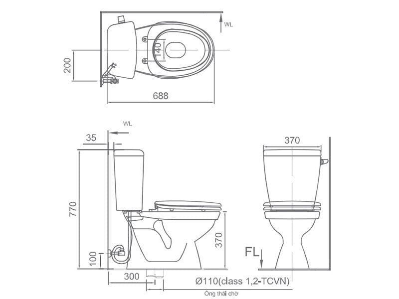 Kích thước của bồn cầu Inax Kích thước của bồn cầu Inax
