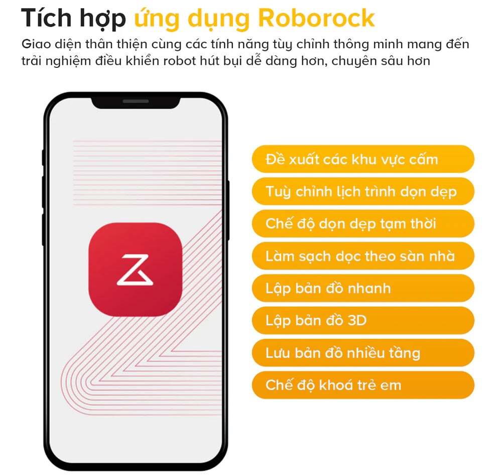 Điều khiển linh hoạt qua ứng dụng Roborock Robot hút bụi đa năng Roborock QR 798