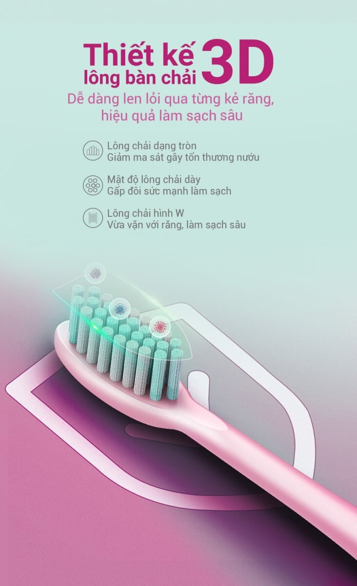 Lông bàn chải mềm mại không làm tổn thương nướu