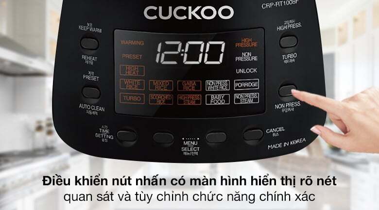 Nồi cơm áp suất điện tử Cuckoo CRP-RT1008F có bảng điều khiển dạng nút bấm Nồi cơm áp suất điện tử Cuckoo CRP-RT1008F có bảng điều khiển dạng nút bấm
