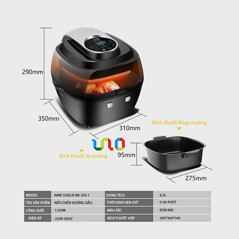 nồi chiên không dầu Nine Shield KB - 3501