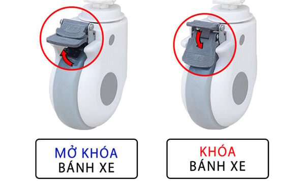 Bánh xe di chuyển có khóa Giường y tế 5 tay quay Nikita NKT-DCN05