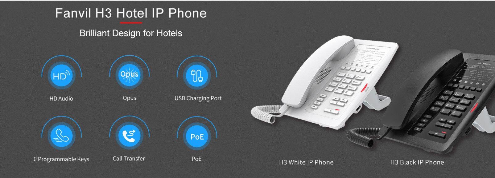 Điện thoại ip FANVI H3 (Black/White)